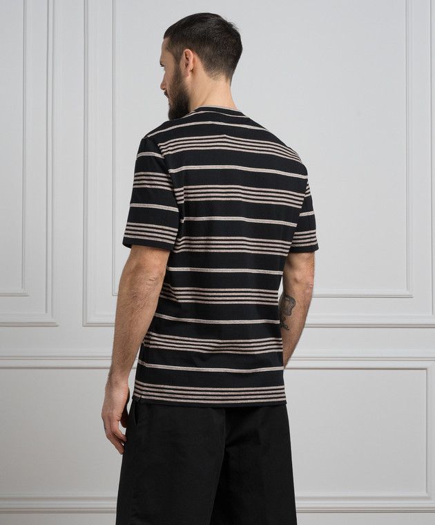 Brunello Cucinelli o1y0526 Crewneck T-Shirt in Black/Brown Size US XXL / EU 58 / 5 - 4 Thumbnail