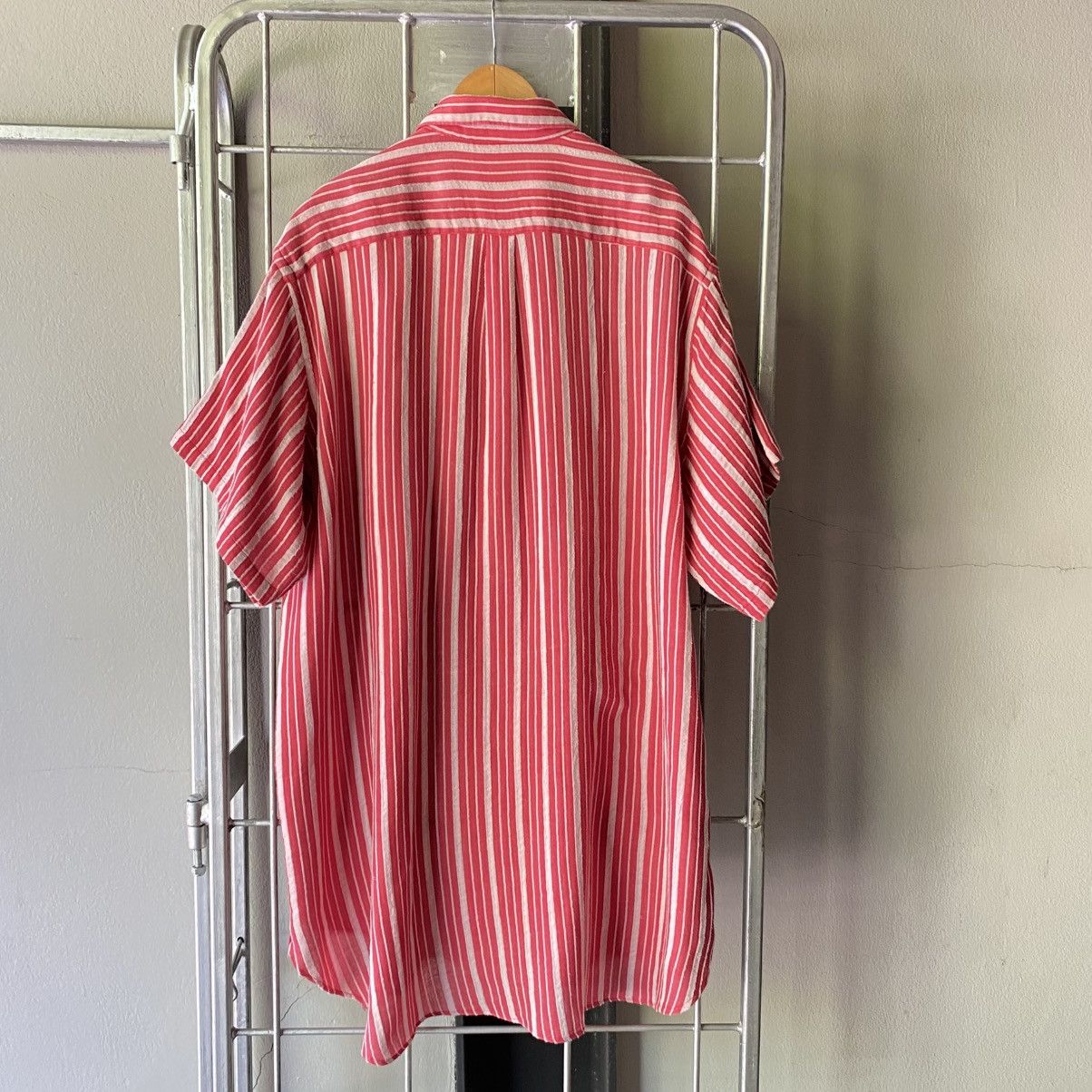 Yohji Yamamoto Yohji Yamamoto Red & White Stripe Shirt Dress Size US XXL / EU 58 / 5 - 10 Thumbnail