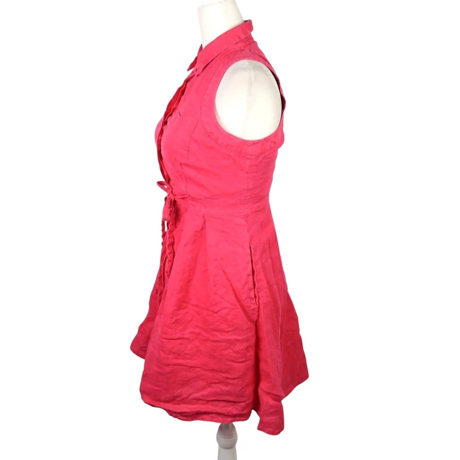 Vintage HD in Paris Anthropologie Coral Pink Sleeveless A-Line Mini Shirt Dress 0 Womens Shirt Dress Size XS / US 0-2 / IT 36-38 - 3 Thumbnail