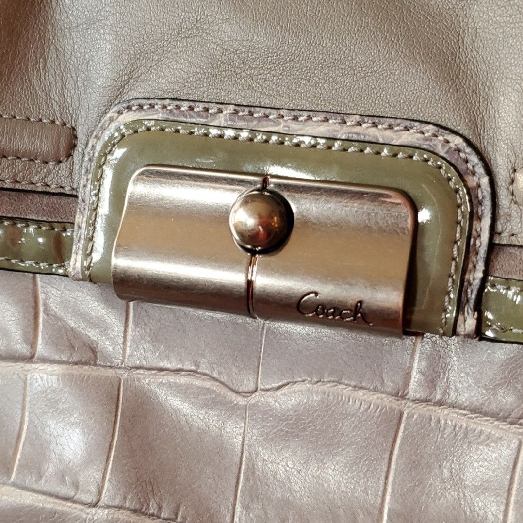 Coach Coach Kristen Spectator Bag Expandable Grey Green Leather Size ONE SIZE - 6 Thumbnail