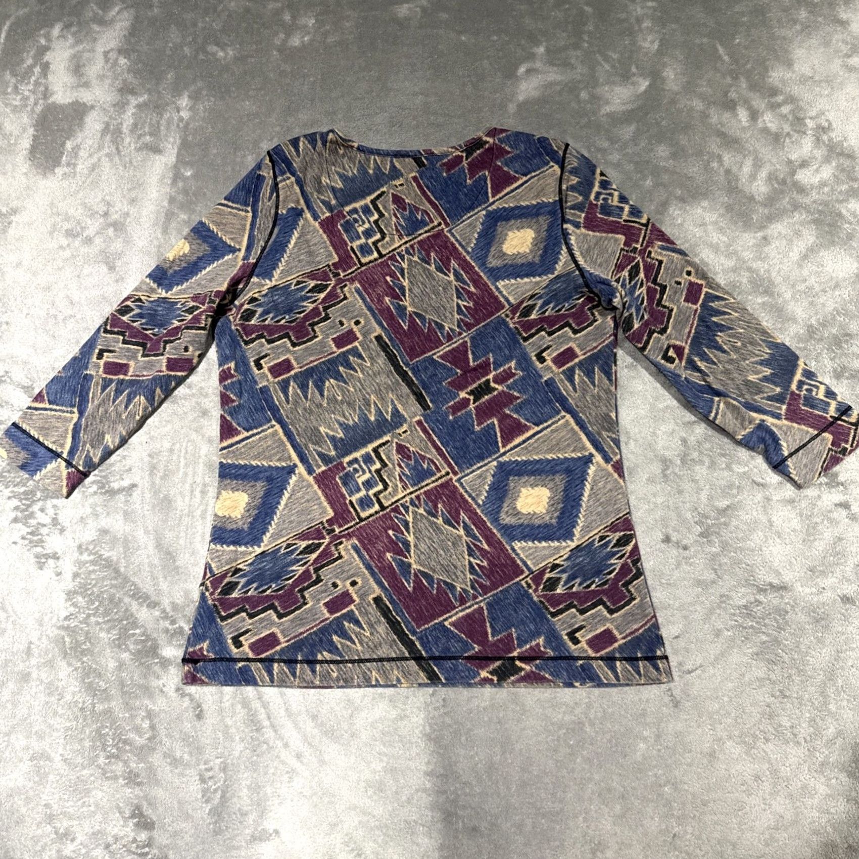 Ralph Lauren Lauren Ralph Lauren Henley Top Womens L Brown Red Blue Cotton Aztec Geometric Long Sleeve Pullover Jersey T-Shirt Casual Sl Size L / US 10 / IT 46 - 6 Thumbnail
