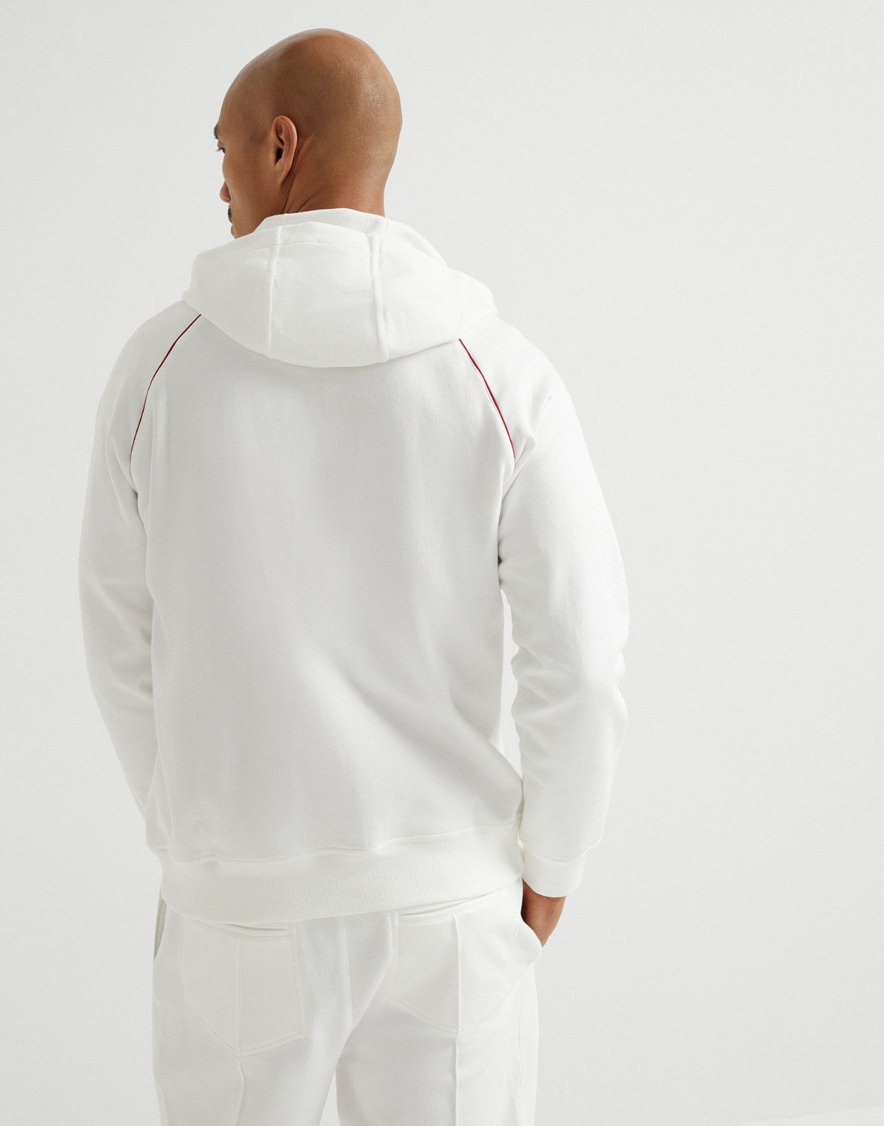 Brunello Cucinelli o1la1rc1a0326 Techno Cotton Zip-Up Hoodie in White Size US S / EU 44-46 / 1 - 4 Thumbnail
