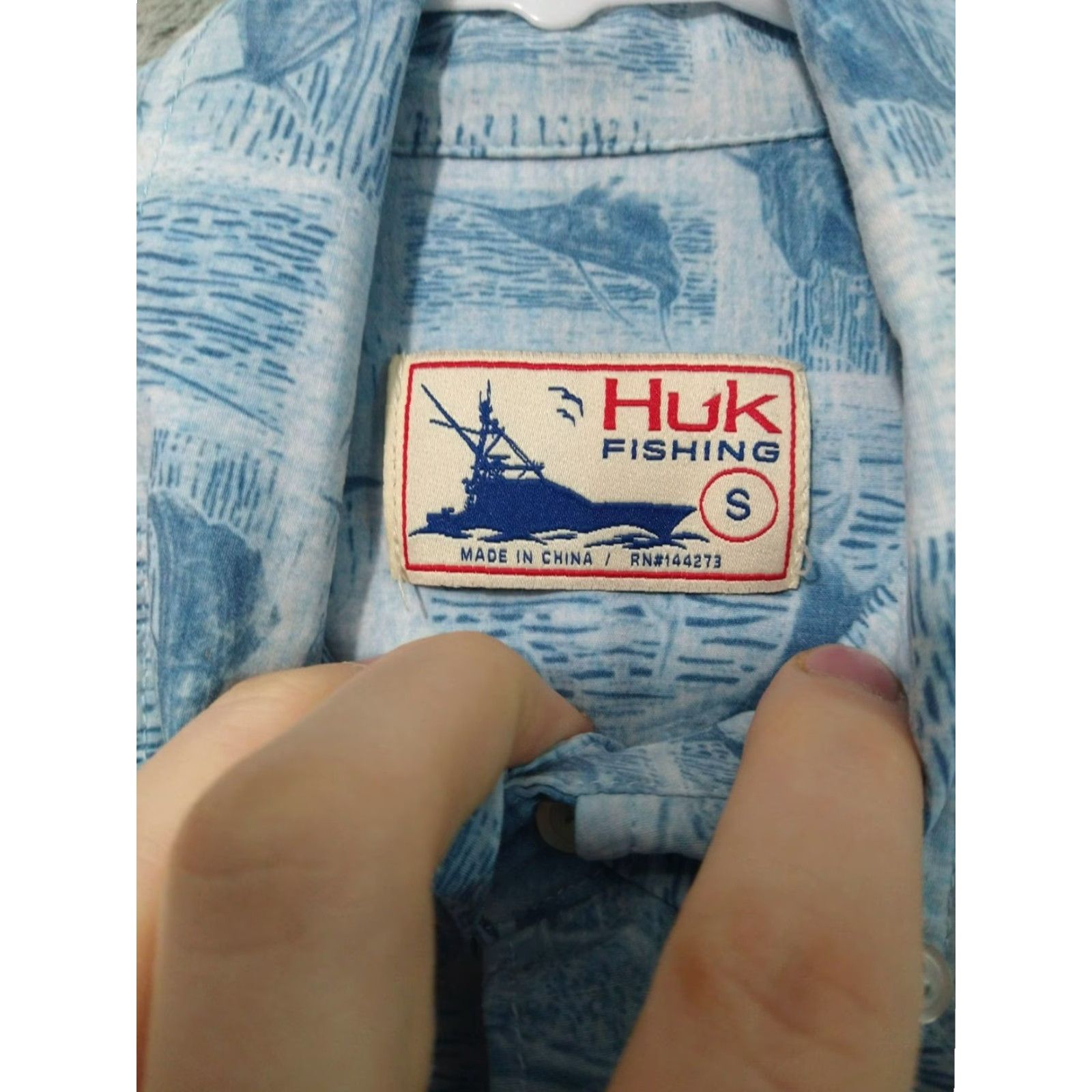 Vintage Huk Shirt Mens Small Blue Kona Stamped Short Sleeve Button Down Fishing Size US S / EU 44-46 / 1 - 5 Thumbnail
