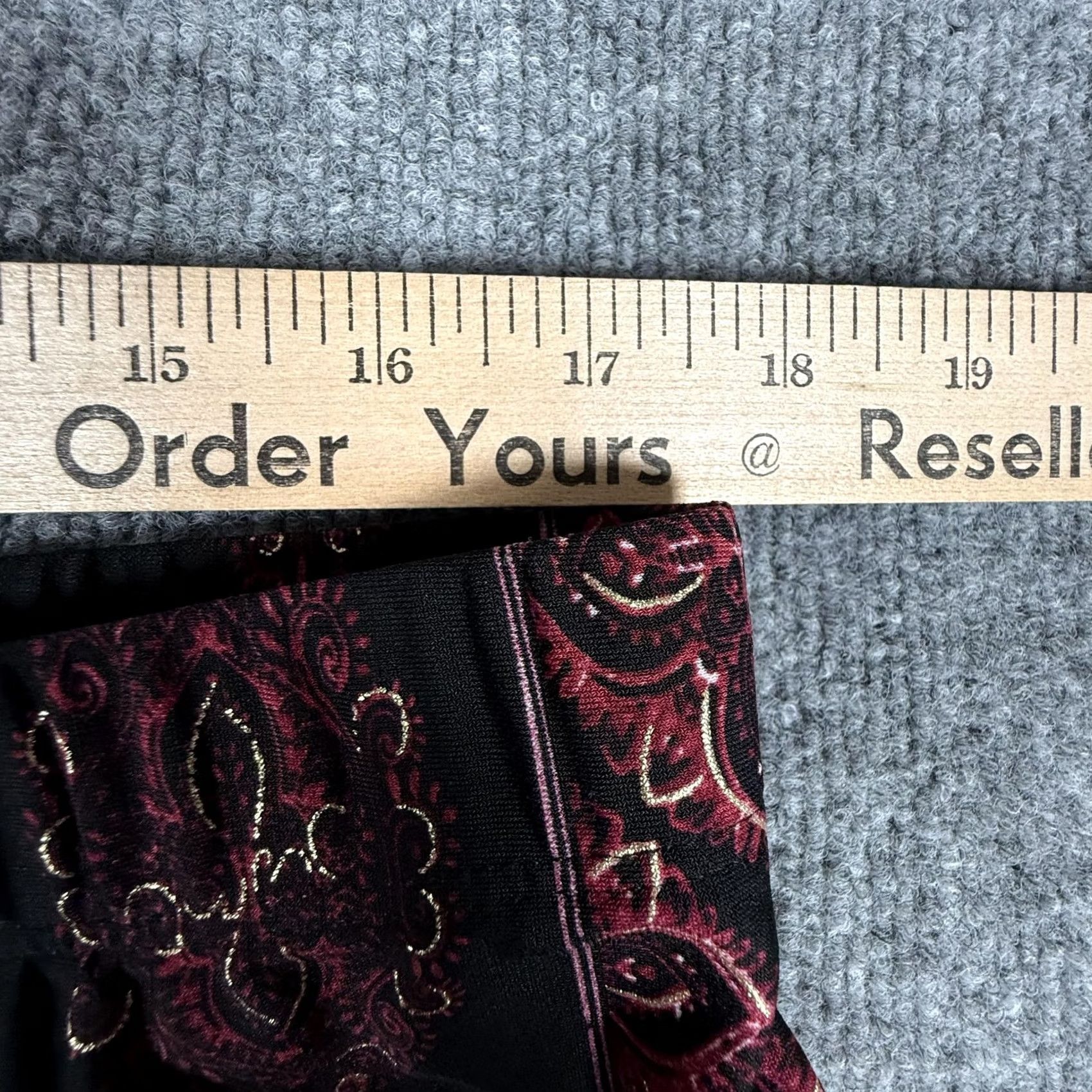Vintage Susan Graver Pants Womens XL Black Red Paisley Stretch Pull On Boho Festival Size 36" / US 14 / IT 50 - 4 Thumbnail