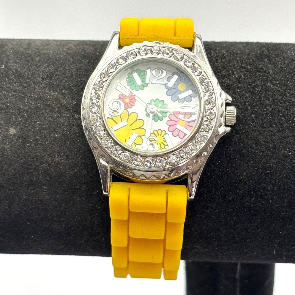 Geneva Silver & Yellow Floral Geneva Watch Size ONE SIZE - 2 Thumbnail