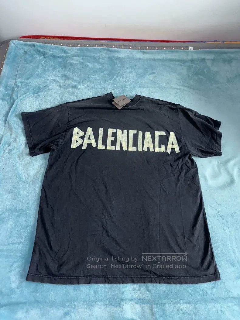 Balenciaga Balenciaga Tape letter logo print round neck short sleeve Size US L / EU 52-54 / 3 - 1 Thumbnail