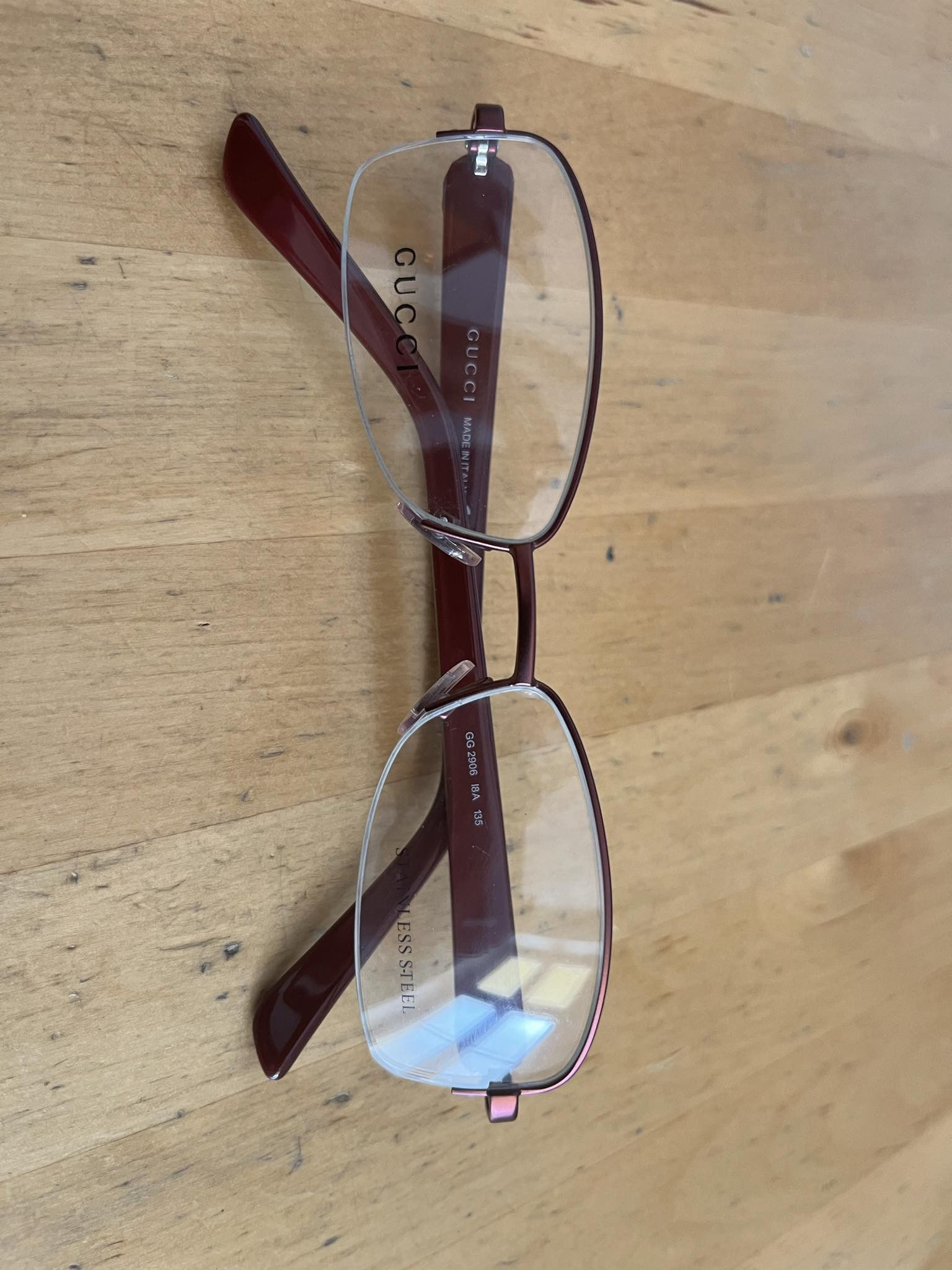 Gucci × Vintage 90's Gucci Wine Red Monogram Rectangular Frame Glasses Size ONE SIZE - 4 Thumbnail