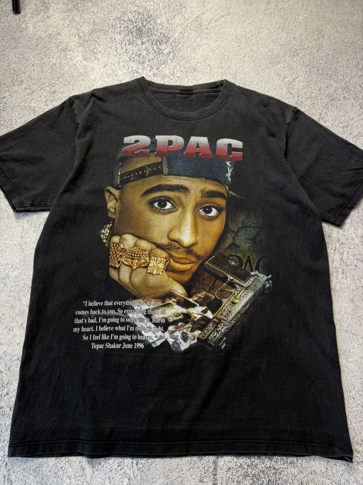 Vintage Vintage 2Pac Rap Tee Rock Tees 1996 Grail Very Rare Tee L Size US L / EU 52-54 / 3 - 2 Thumbnail