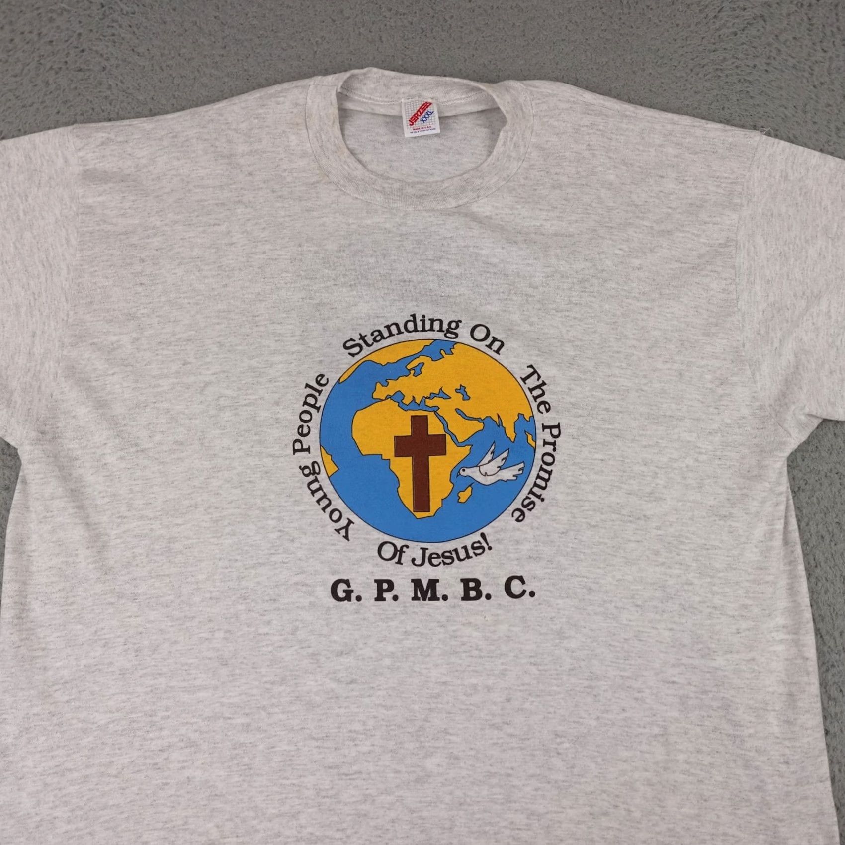 Jerzees VINTAGE Nike Shirt Mens 3XL Gray Greater Peace Baptist Church Dove JERZEES 90s Size US XXL / EU 58 / 5 - 4 Thumbnail