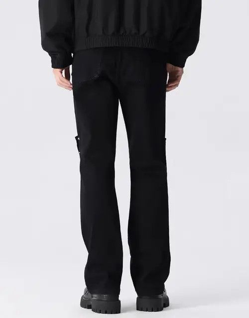 VIBE Black High Street Paneled Breasted Straight Distressed Jeans Size US 30 / EU 46 - 2 Thumbnail