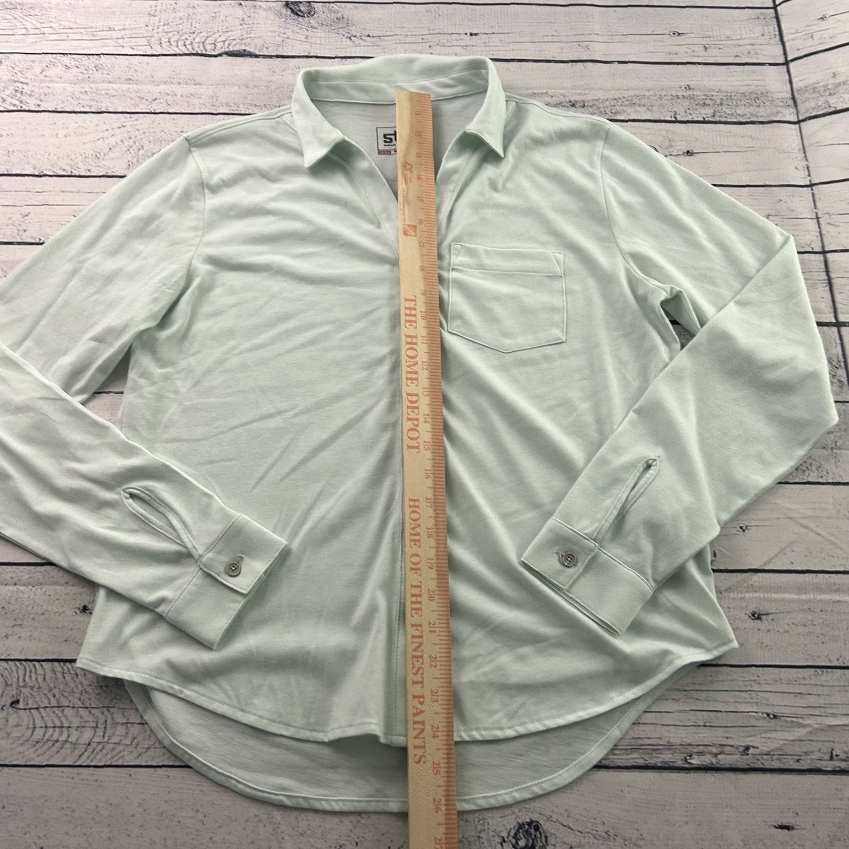 Vintage Stio Long Sleeve Button-Front Top Women's Med Blue Green Organic Cotton Blend Shirt M Blue Women Size M / US 6-8 / IT 42-44 - 3 Thumbnail