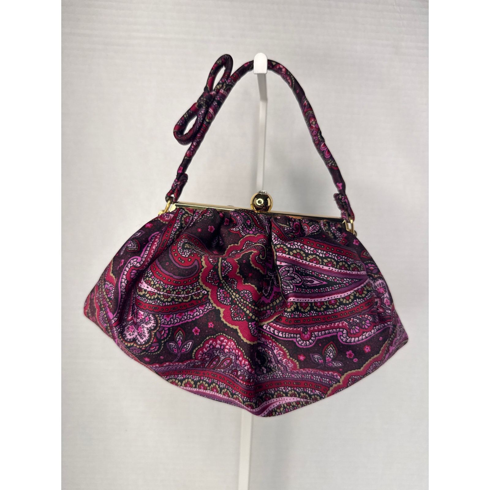 Ann Taylor Retro Paisley Ann Taylor Loft Evening Bag Gemstone Bow Size ONE SIZE - 7 Thumbnail