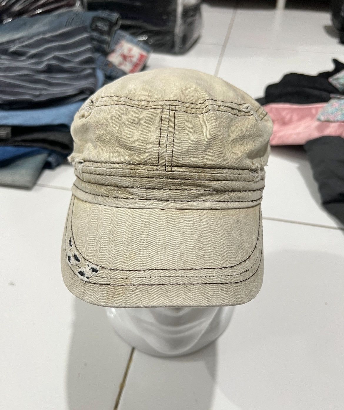 Number (N)ine 2000s Japanese Cadet Hat Mudwash Ripped Cap y2k Lgb Size ONE SIZE - 1 Thumbnail