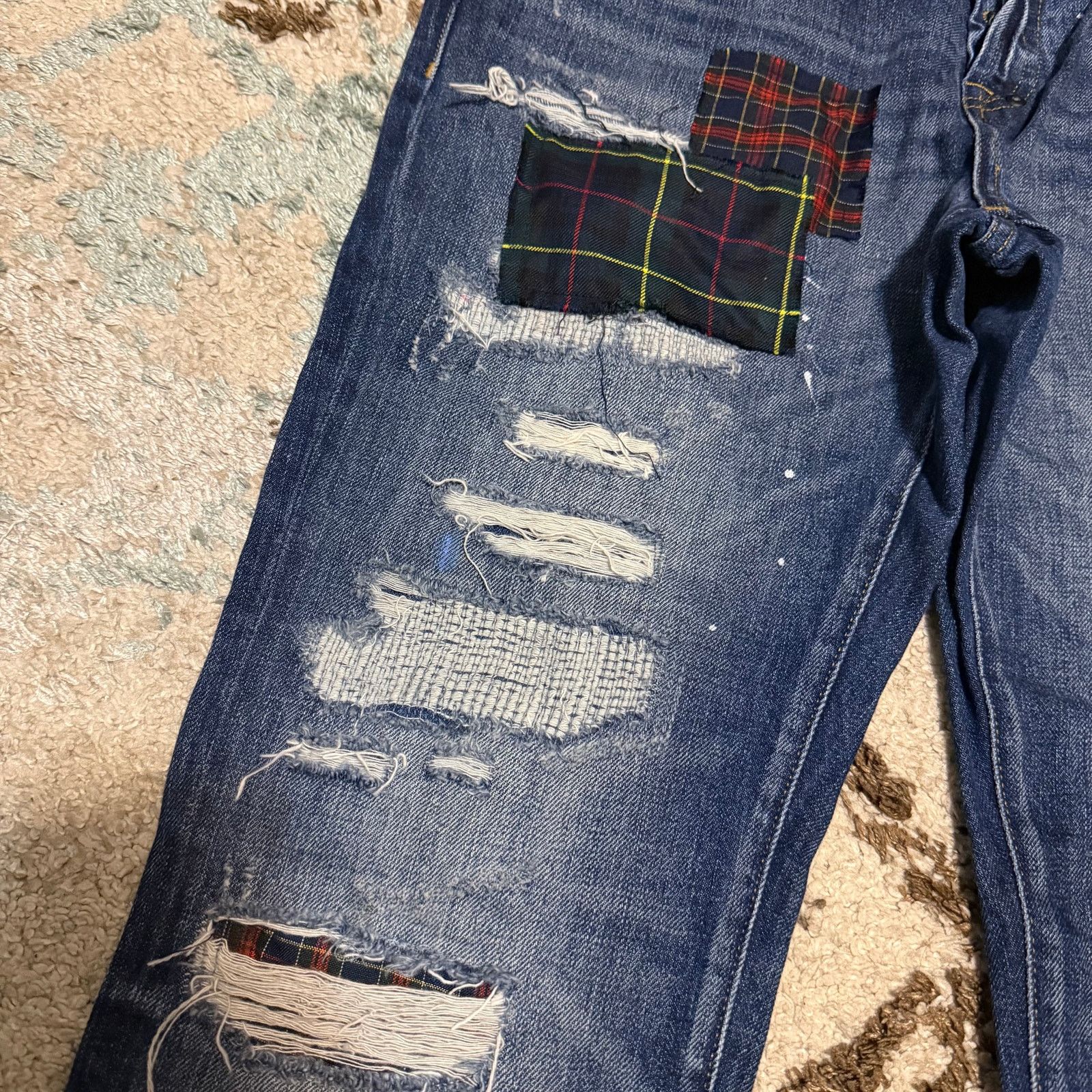 Prps Prps Le Sabre Slim Tapered Plaid Patchwork Jeans 33x34 Size US 33 - 4 Thumbnail