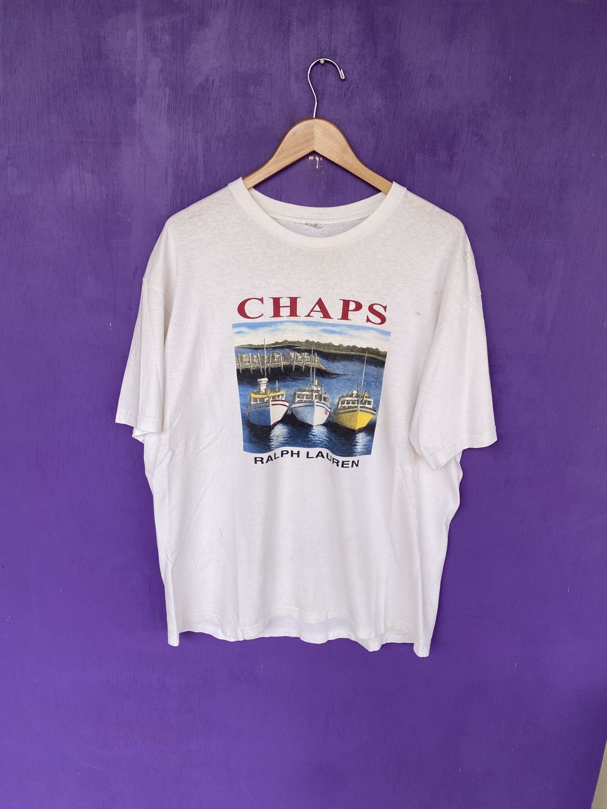 Chaps Ralph Lauren Vintage 90s Chaps Ralph Lauren boats t-shirt Size US XL / EU 56 / 4 - 1 Thumbnail