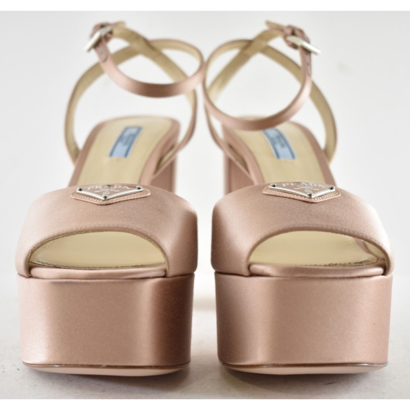 Prada Prada 115mm Nudo Satin Logo Platform Sandal Ankle Size US 12 / IT 42 - 9 Thumbnail