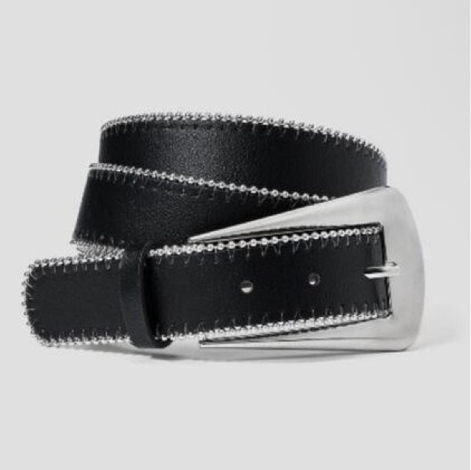 Other Shot Bead Edge Belt with Fashion Buckle - Wild Fable™ Black Size ONE SIZE - 1 Preview
