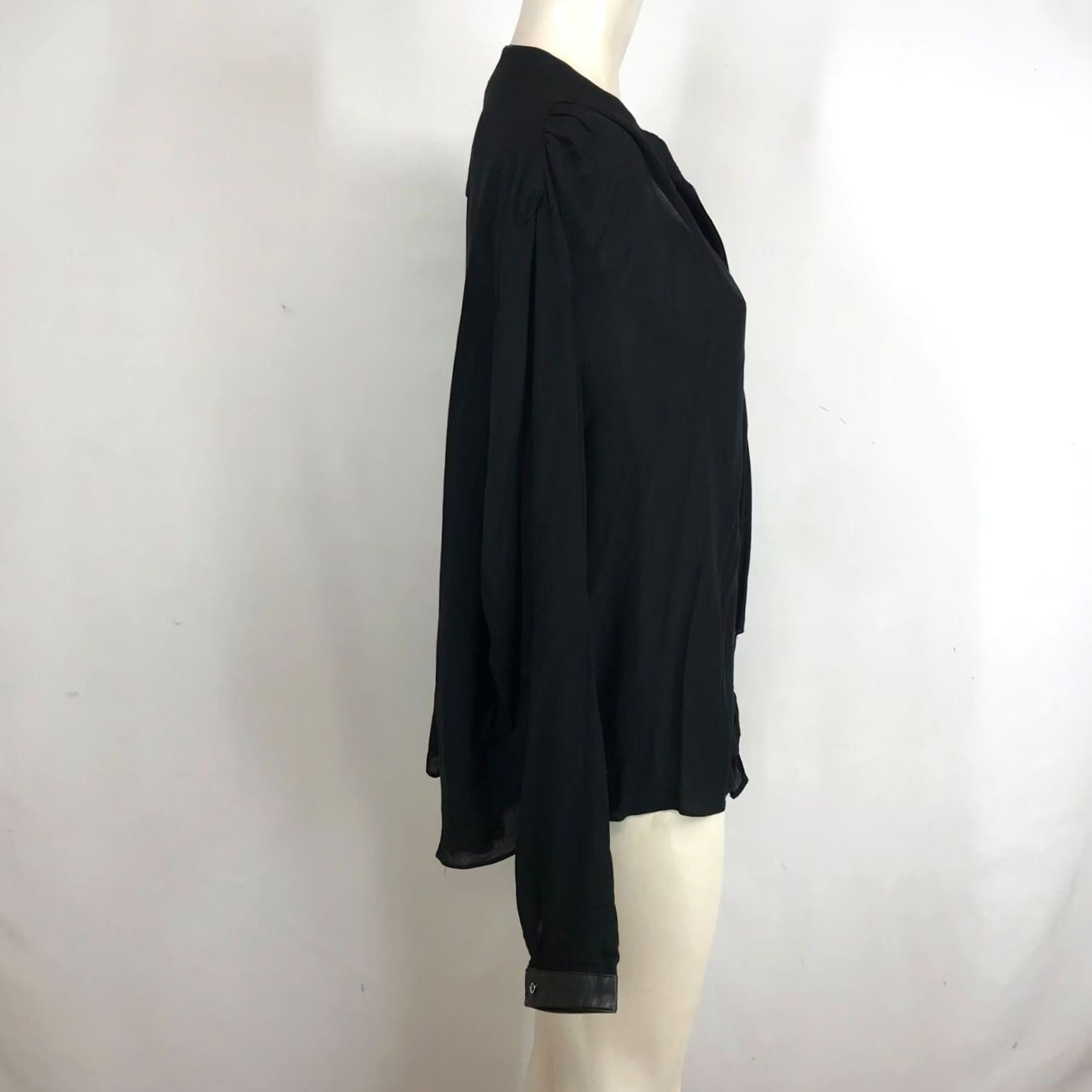 Vintage Grace Elements Women's 2X Black Sheer Long Sleeve Collared Top Shirt Blouse Shirt Size XXL / US 16-18 / IT 52-54 - 4 Thumbnail