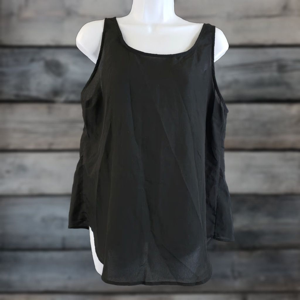 Vintage PJK Patterson J Kincaid Womens Tank Top Sz Large Solid Black Lace Ties in Back Tank Womens L Black Lace Tie Back 90s Style Size L / US 10 / IT 46 - 1 Thumbnail