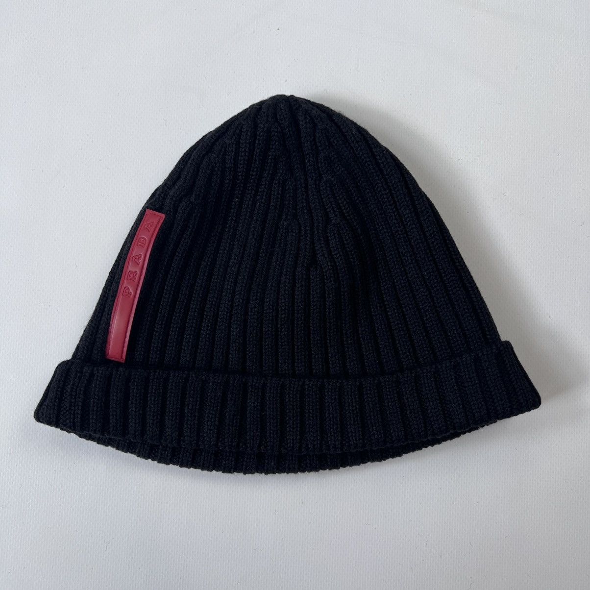 Prada Luna Rossa wool ribbed beanie hat