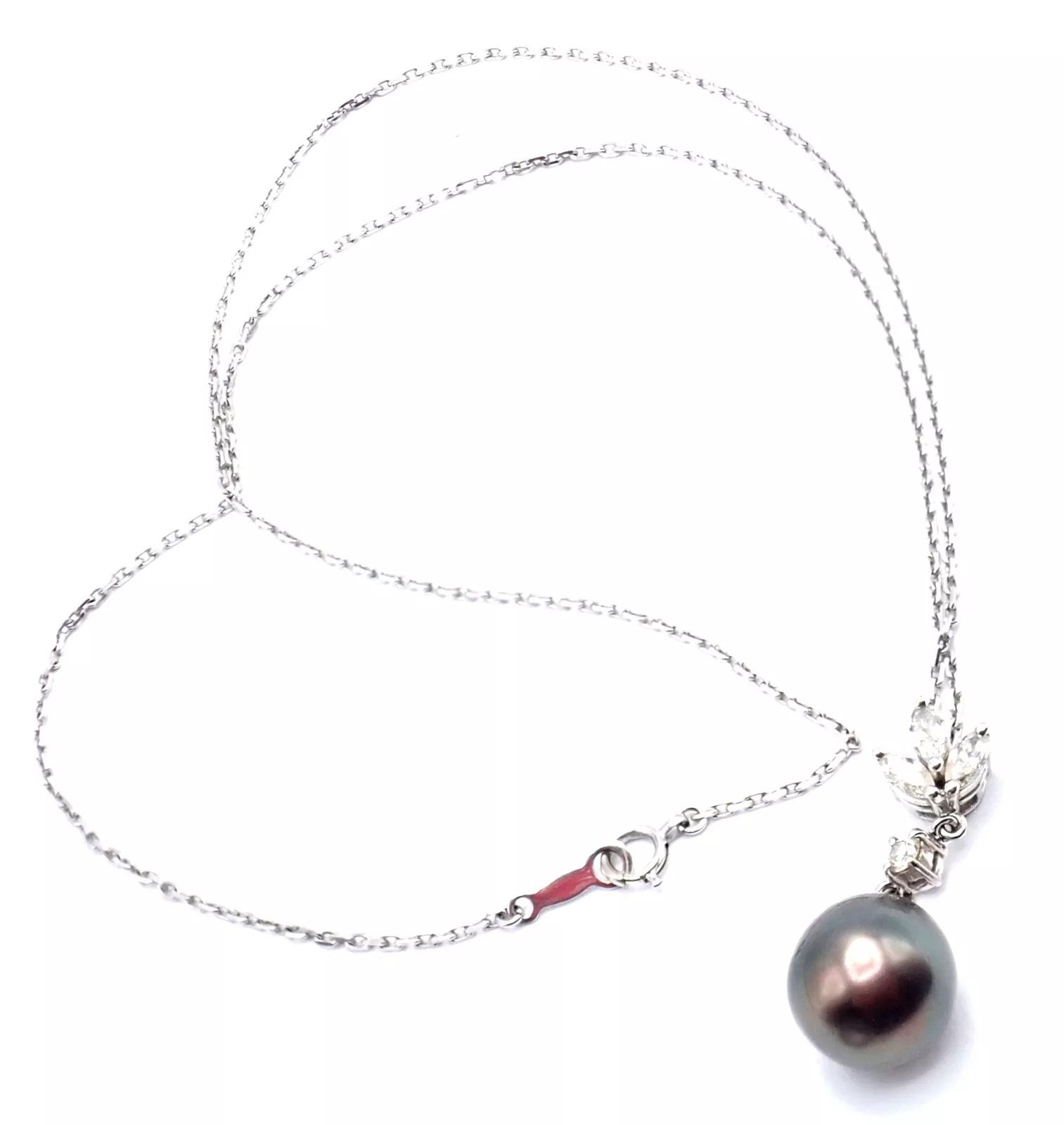Mikimoto 18k White Gold Tahitian Pearl Diamond Pendant Necklace Size ONE SIZE - 5 Thumbnail