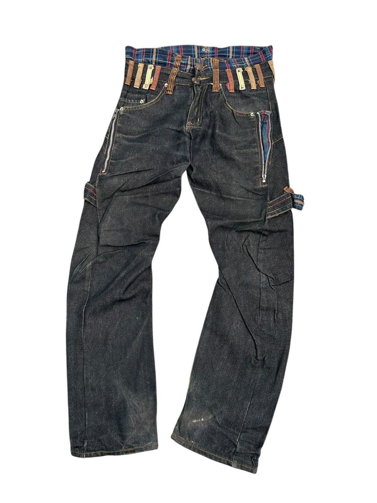 Japanese Brand × Kapital × Vintage Double Waist Japanese Punk Bondage Denim Jeans Size US 31 - 3 Thumbnail