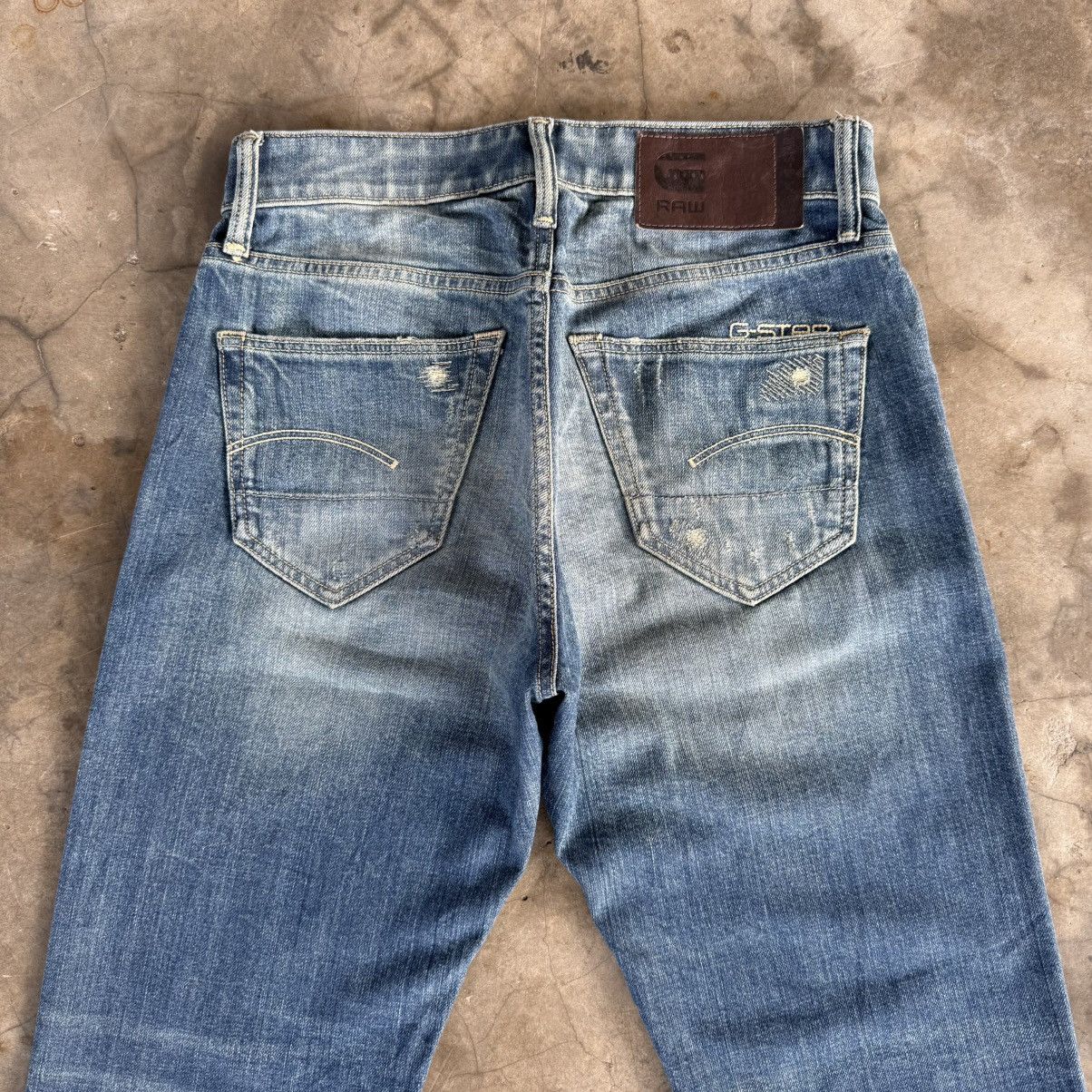 G-Star W29x29.5 Vintage G Star Button Fly Faded Ripped Denim Jean Size US 29 - 12 Thumbnail