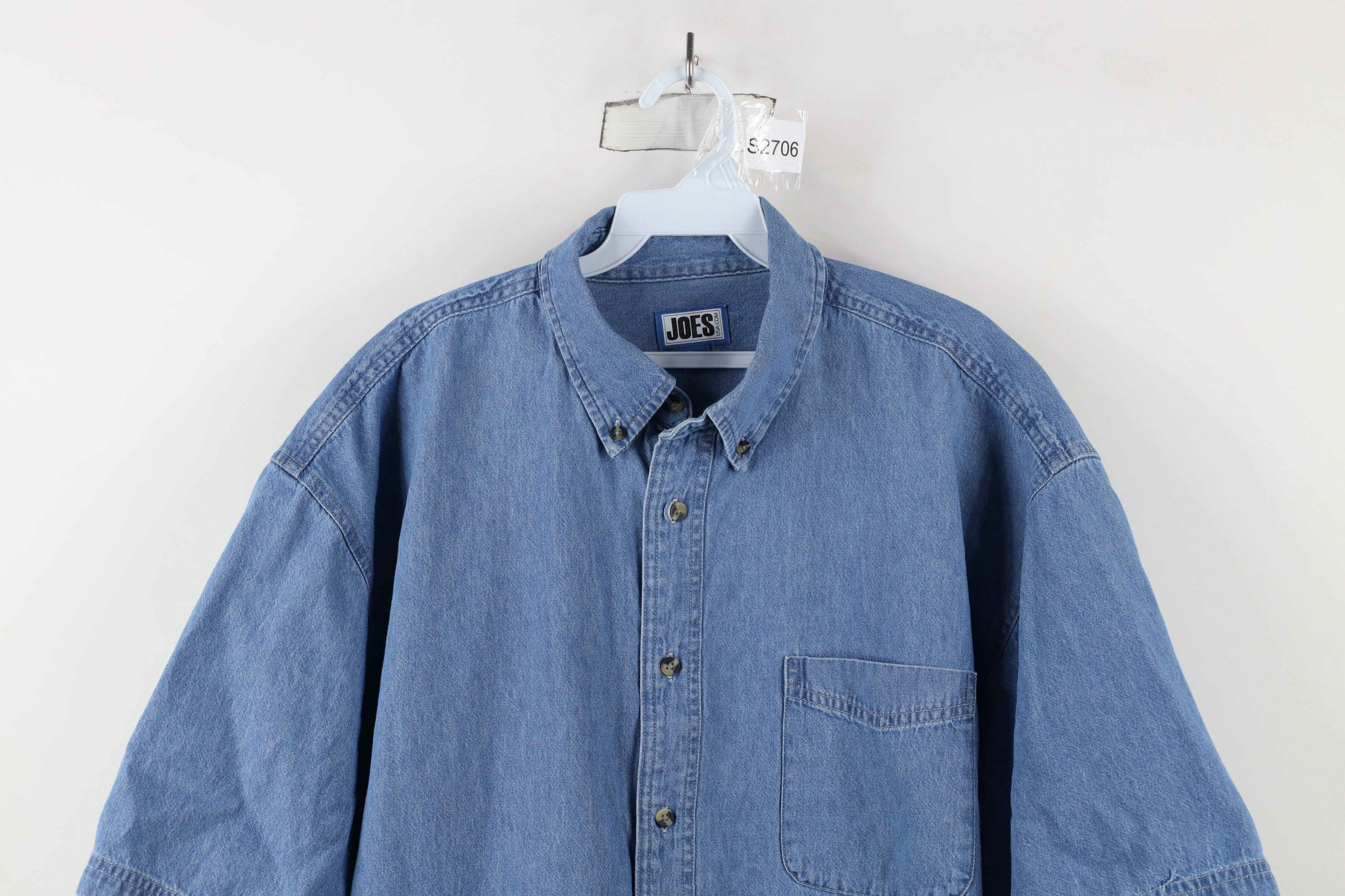 Vintage Vintage 90s Streetwear Short Sleeve Denim Jean Down Shirt Size US XXL / EU 58 / 5 - 2 Thumbnail