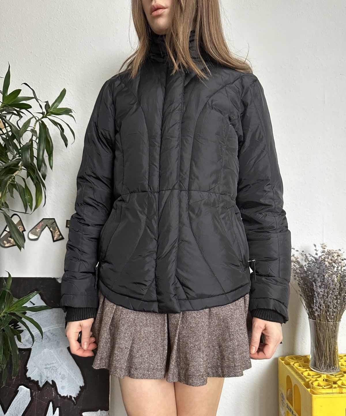 Oasis Skinny Sculpted Puffer Down Jacket y2k Vintage