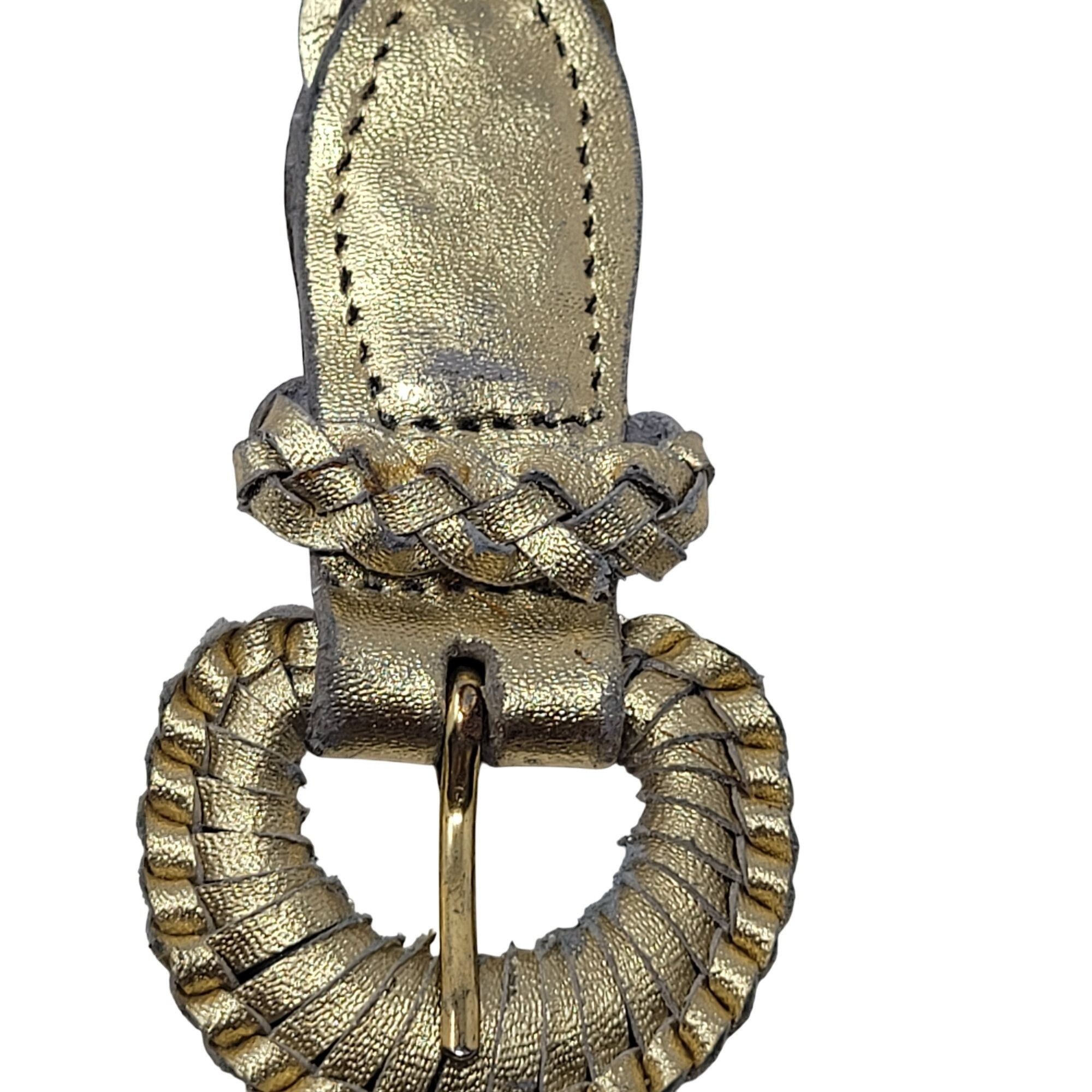 Vintage Vtg Metallic Gold Silver Platinum Braided Leather Belt Sz XL Size ONE SIZE - 2 Thumbnail