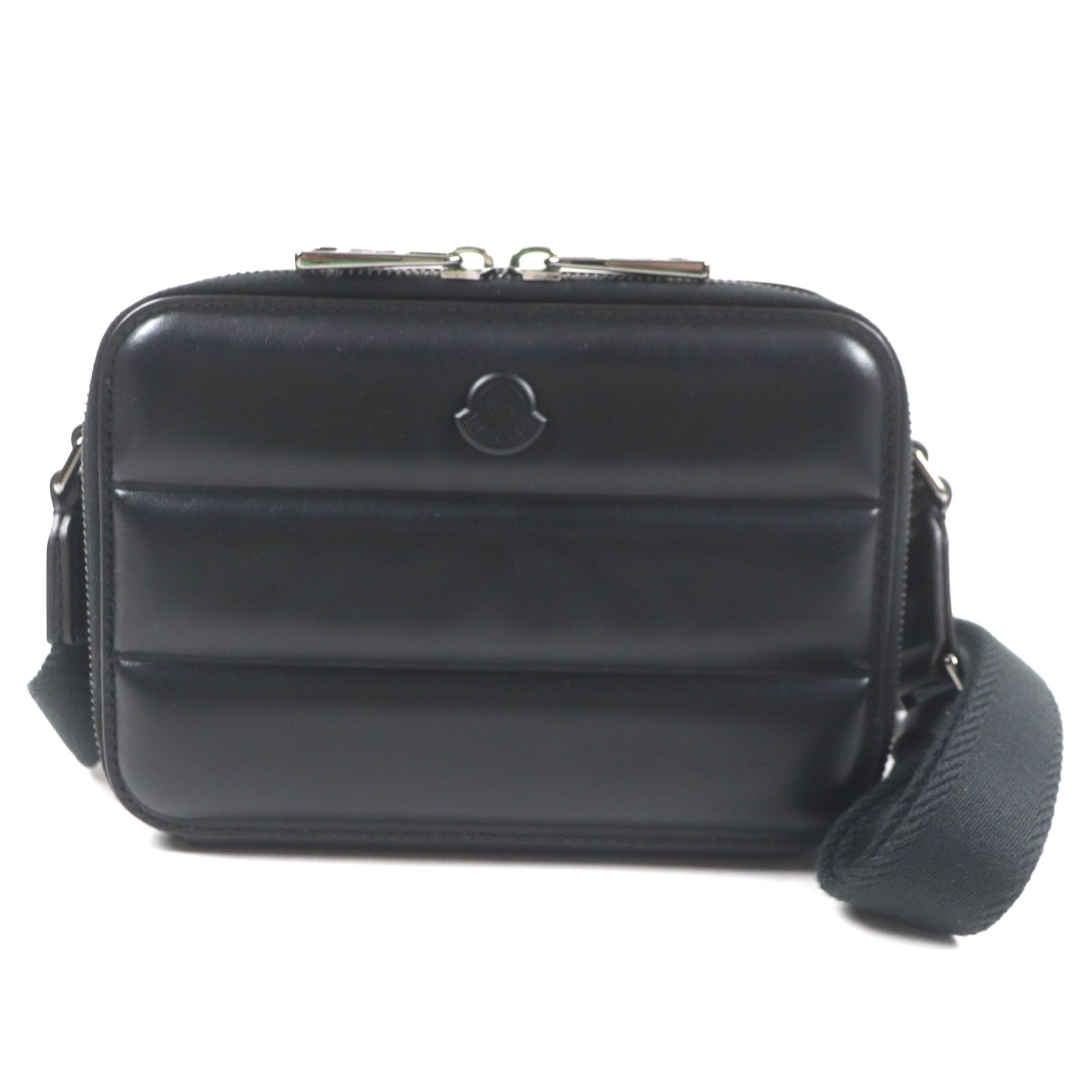 Moncler Moncler Horizontal Crossbody Leather Shoulder Bag Leather Crossbody Bag in Black, Men's