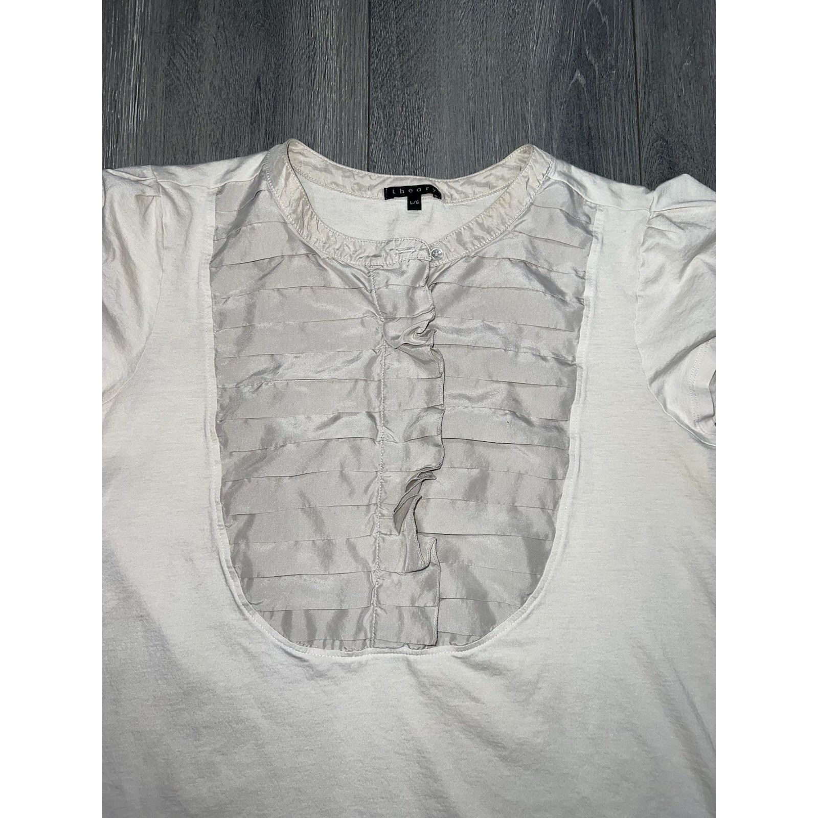 Theory Theory Women's Beige Sleeveles Silk & Tank Top Large A003176 Size L / US 10 / IT 46 - 2 Thumbnail