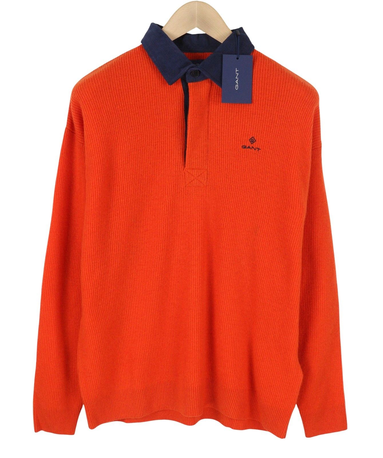 Gant LAMBSWOOL RIB RUGGER S Pumpkin Orange Wool Knit 88120 Size US S / EU 44-46 / 1 - 1 Thumbnail
