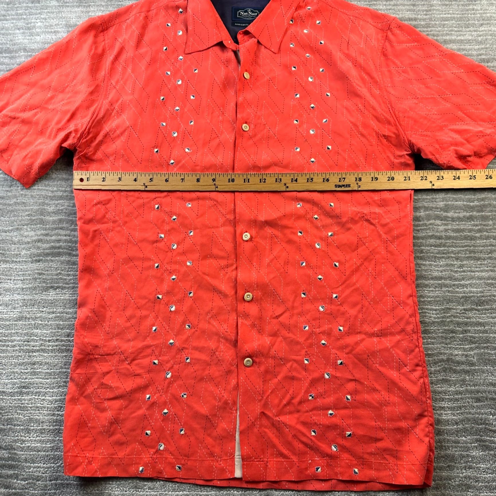 Nat Nast VINTAGE Nat Nast Shirt Mens XL Orange Camp Casual Bowling Silk Size US XL / EU 56 / 4 - 7 Thumbnail