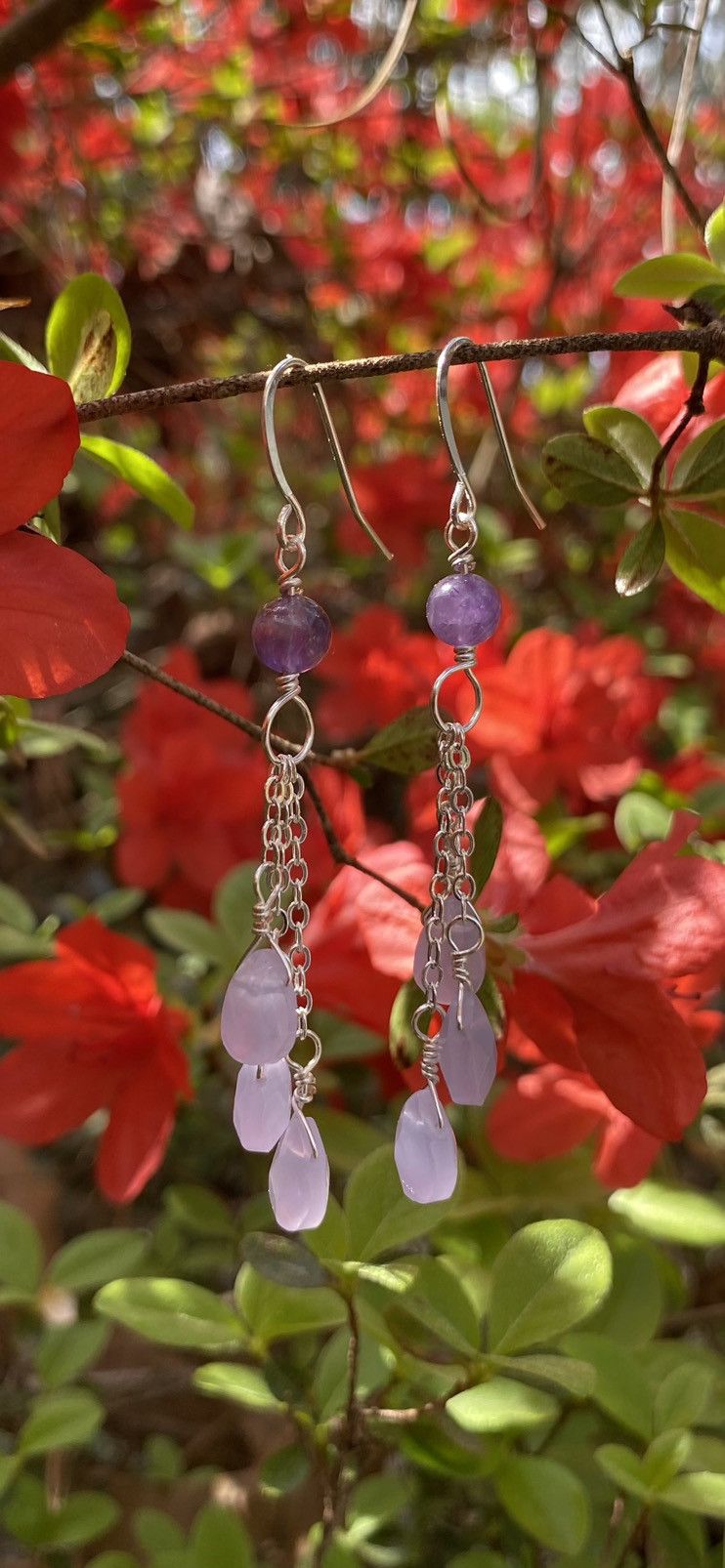 Handmade Silver and Amethyst Dangles Size ONE SIZE - 4 Thumbnail