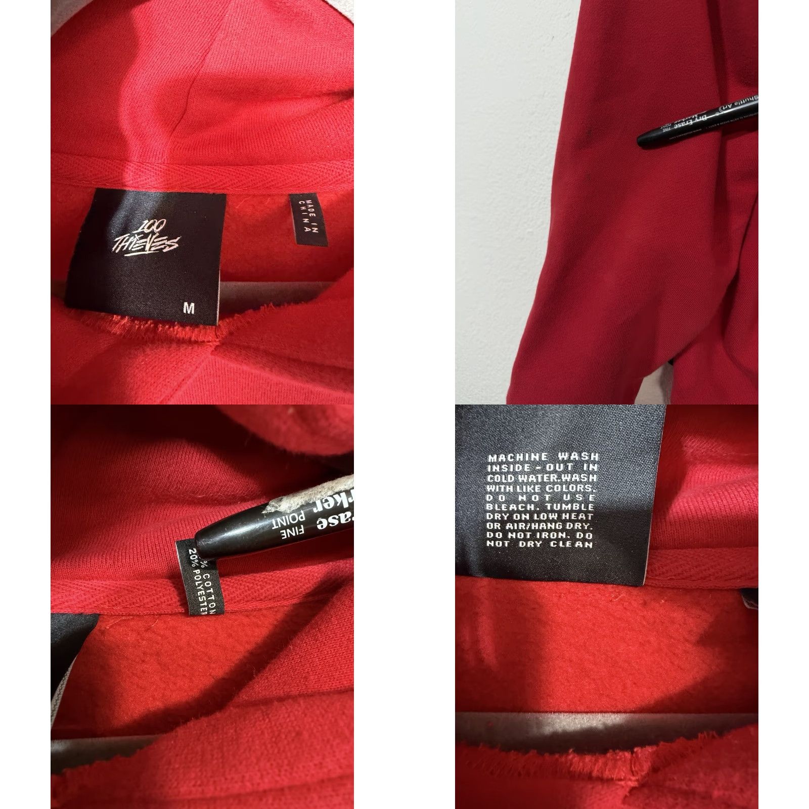 100 Thieves 100 Thieves Essentials Hoodie Red Embroidered Men's Size M Drawstring Hoodie Size US M / EU 48-50 / 2 - 8 Thumbnail