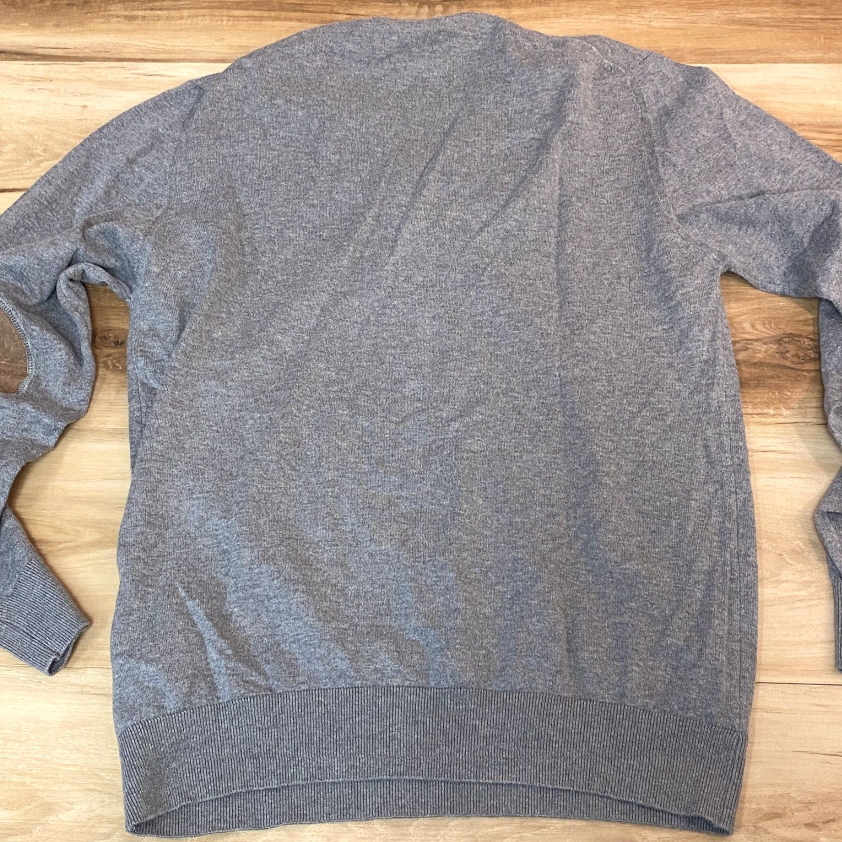 Hackett Hackett London Sweater Men L Gray Cotton Cashmere V-Neck Elbow Patches Italy Size US L / EU 52-54 / 3 - 7 Thumbnail
