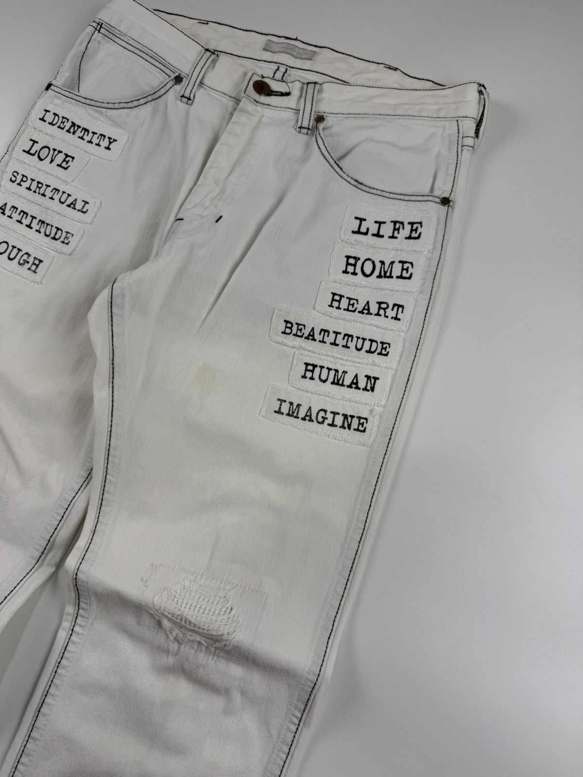 Number (N)ine Number (N)ine S/S’02 The Modern Age Patch Denim Jeans Size US 30 / EU 46 - 6 Thumbnail