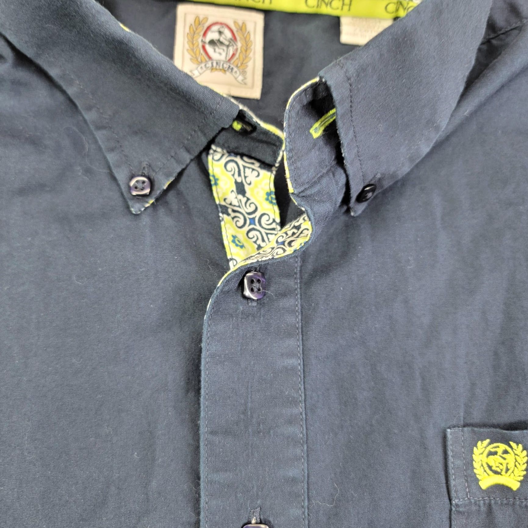 Vintage Cinch Shirt Mens Small Blue Long Sleeve Button-Down Contrast Trim Cotton Western Size US S / EU 44-46 / 1 - 4 Thumbnail
