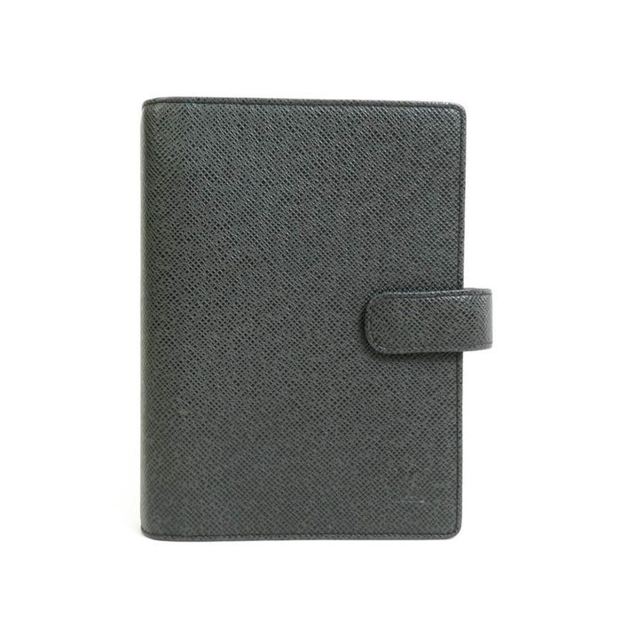 Louis Vuitton LOUIS VUITTON Notebook Cover Taiga Agenda MM Black Silver ...