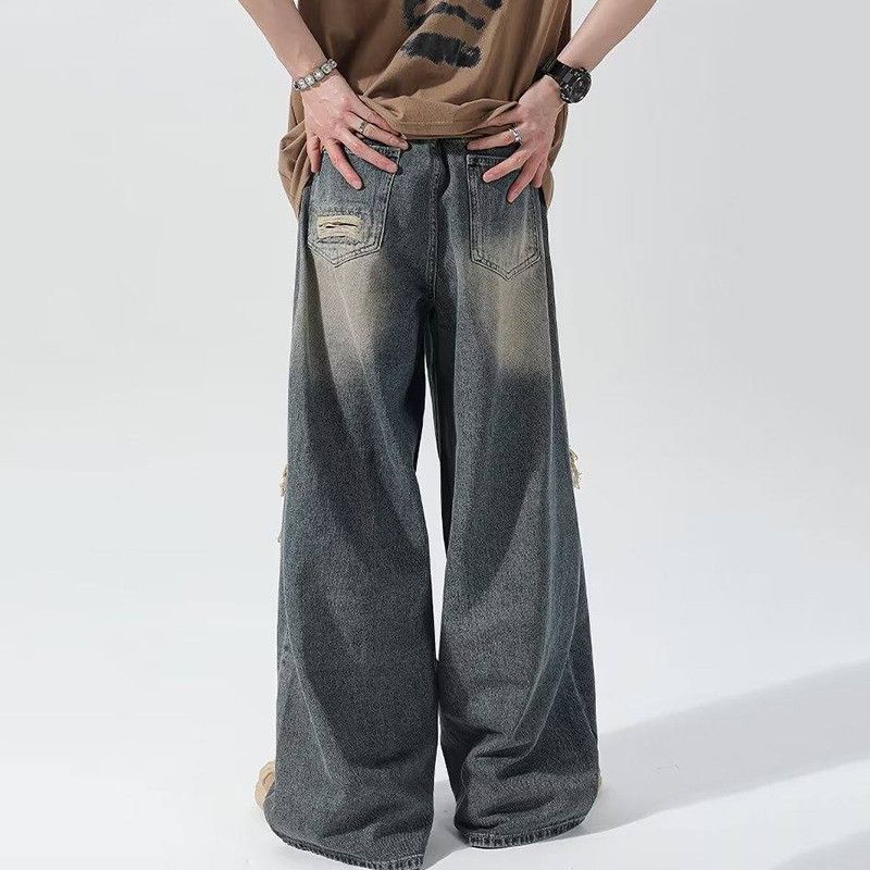 Japanese Brand × Jean Vintage Loose Holes Spliced Jeans Size US 29 - 5 Thumbnail