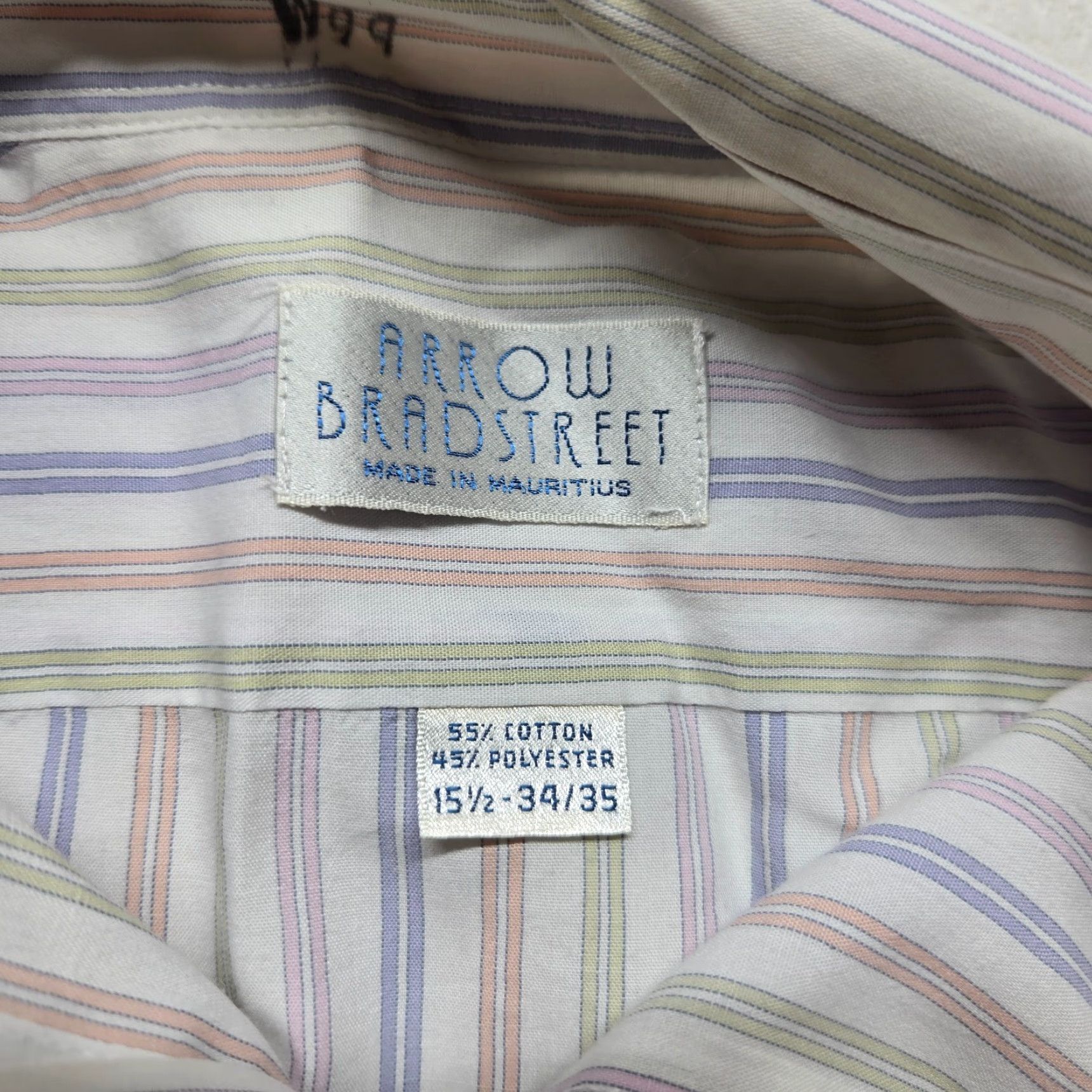Arrow Arrow Shirt Mens 15.5 White Striped Button-Up Long Sleeve Casual Business All Seasons Vintage No Size US L / EU 52-54 / 3 - 2 Thumbnail