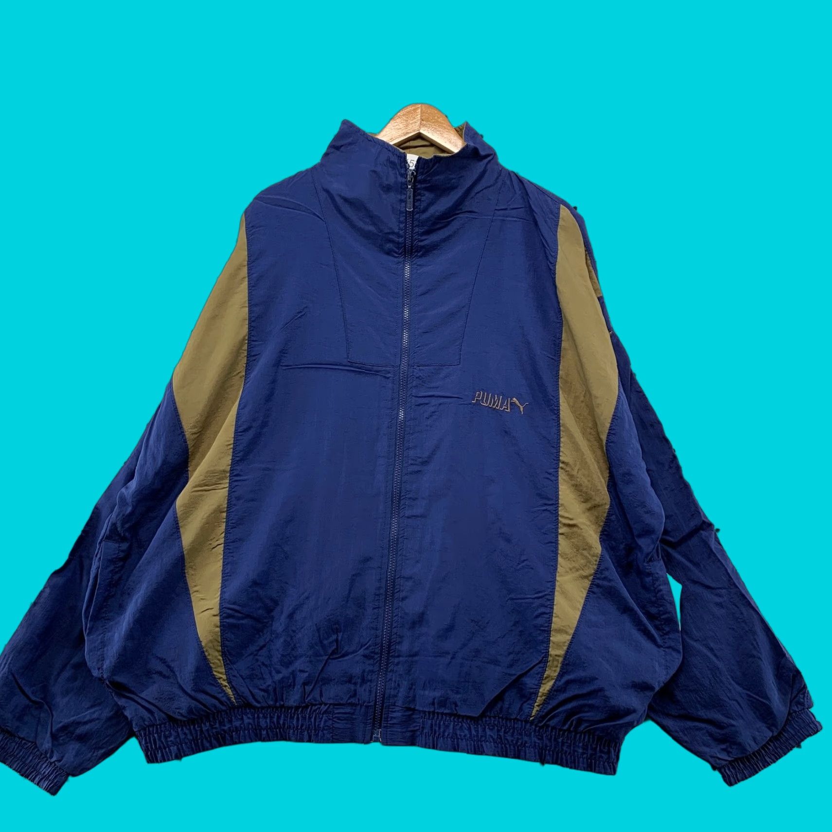 Puma VINTAGE Puma Windbreaker Track Jacket Mens XL Oversized Blue Gold Nylon Size US XL / EU 56 / 4 - 1 Thumbnail