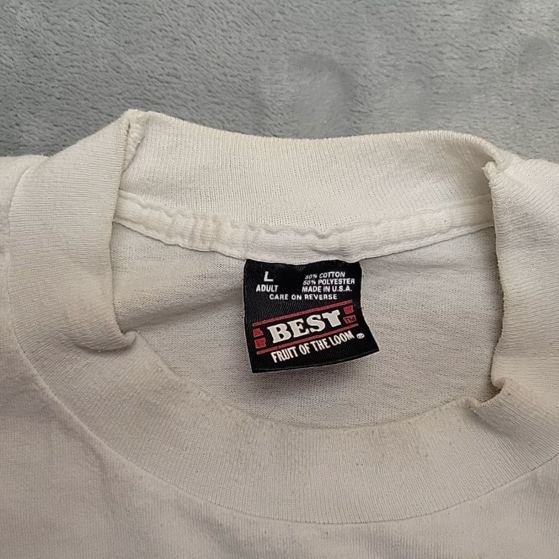 Fruit Of The Loom VINTAGE Shirt Mens L White Single Stitch Americas Forgotten Minority Made in USA Shirt Mens L White Graphic Print 80s 90s USA American Nature Mens Size US L / EU 52-54 / 3 - 5 Thumbnail