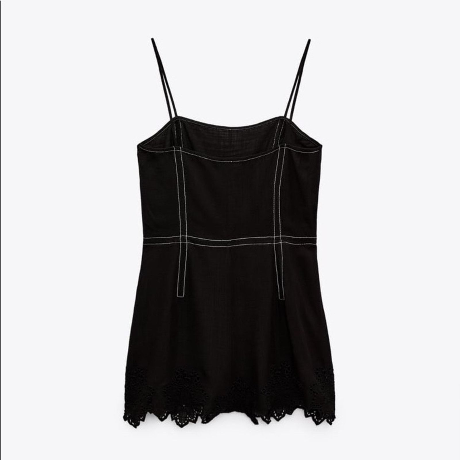 Zara ZARA SHORT JUMPSUIT WITH TOPSTITCHING BLACK Size 26" / US 2 / IT 38 - 6 Thumbnail