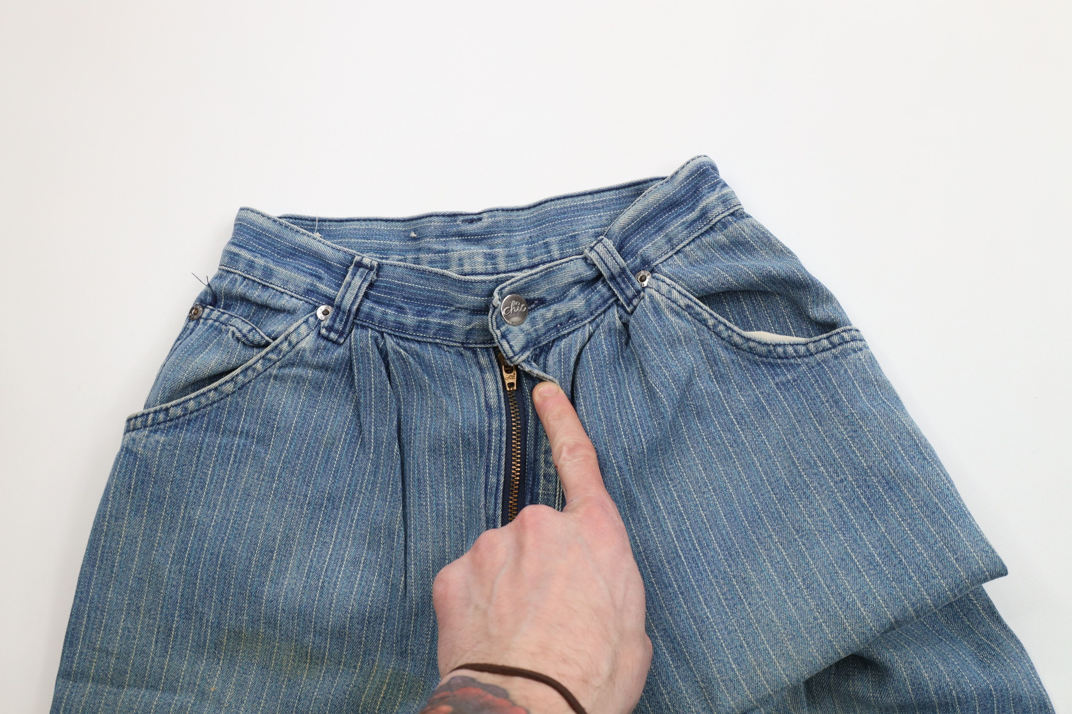 Vintage Vintage 90s Streetwear Striped Pleated Denim Jeans USA Size 28" / US 6 / IT 42 - 8 Thumbnail