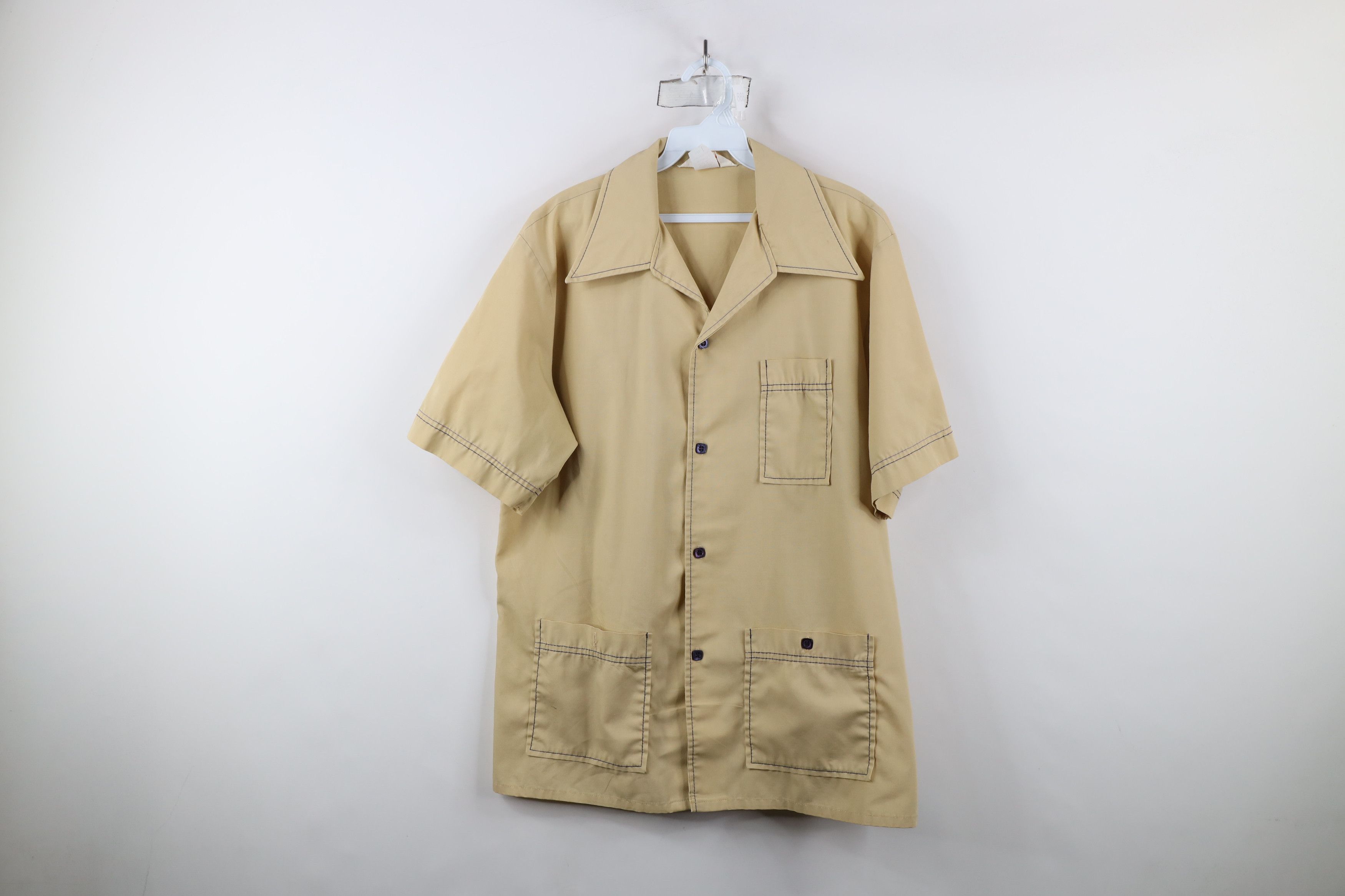 Vintage Vintage 60s 70s Streetwear Short Sleeve Collared Shirt Size US L / EU 52-54 / 3 - 1 Thumbnail