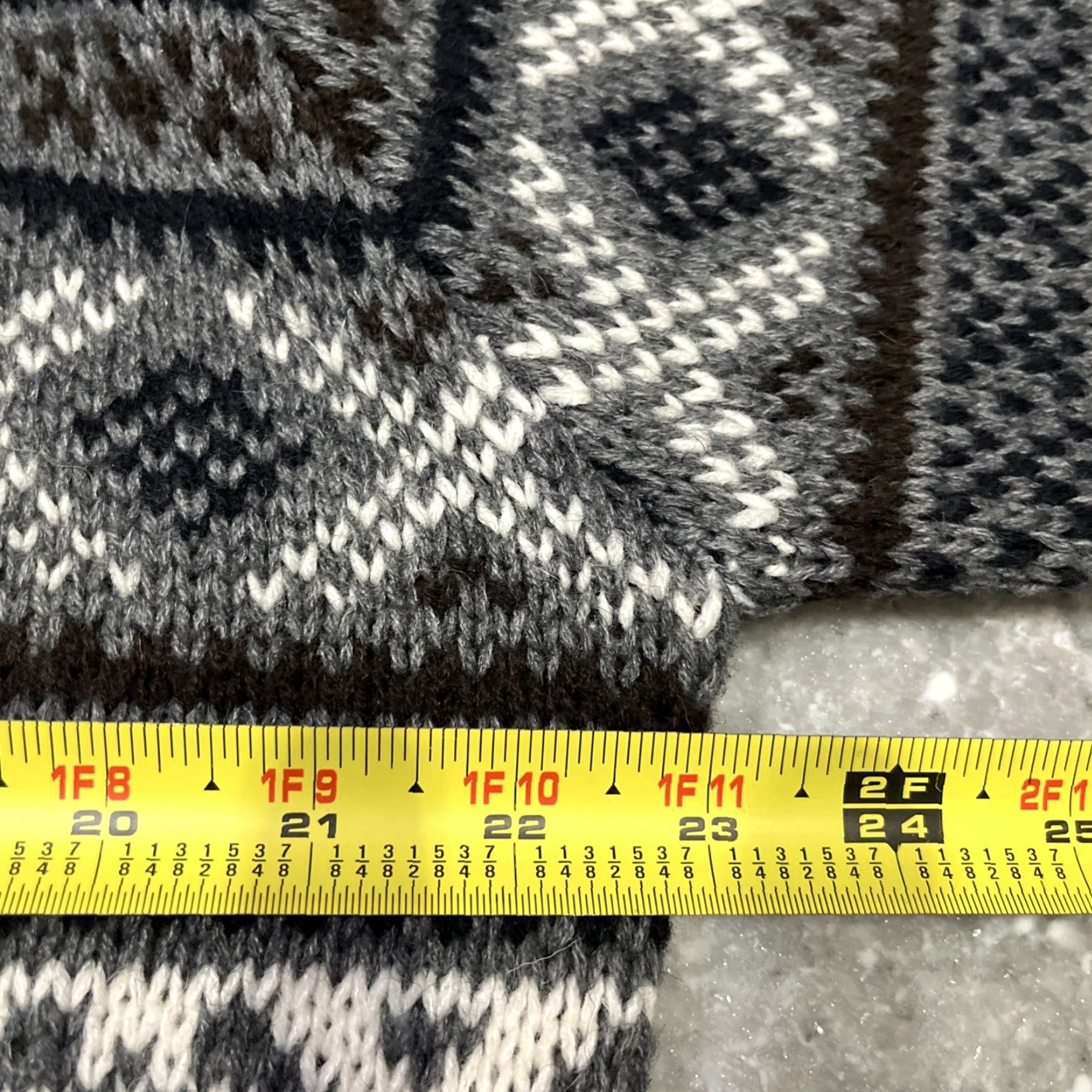 Vintage Tris Line Mens X Gray Fair Isle Sweater Cardigan Knit Crew Neck Long Sleeve Wool Blend Classic Fit All Seasons Regular XL Size US XL / EU 56 / 4 - 5 Thumbnail