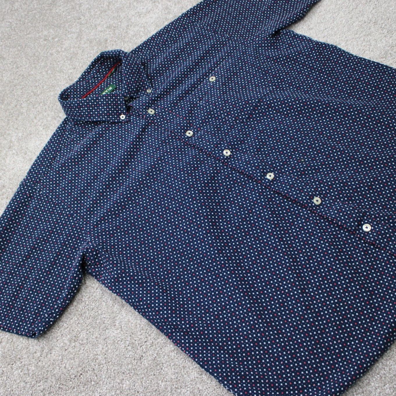 Orvis Orvis Shirt Mens XL Blue Geometric Classic Fit Cotton S/S Button-Down Size US XL / EU 56 / 4 - 6 Thumbnail