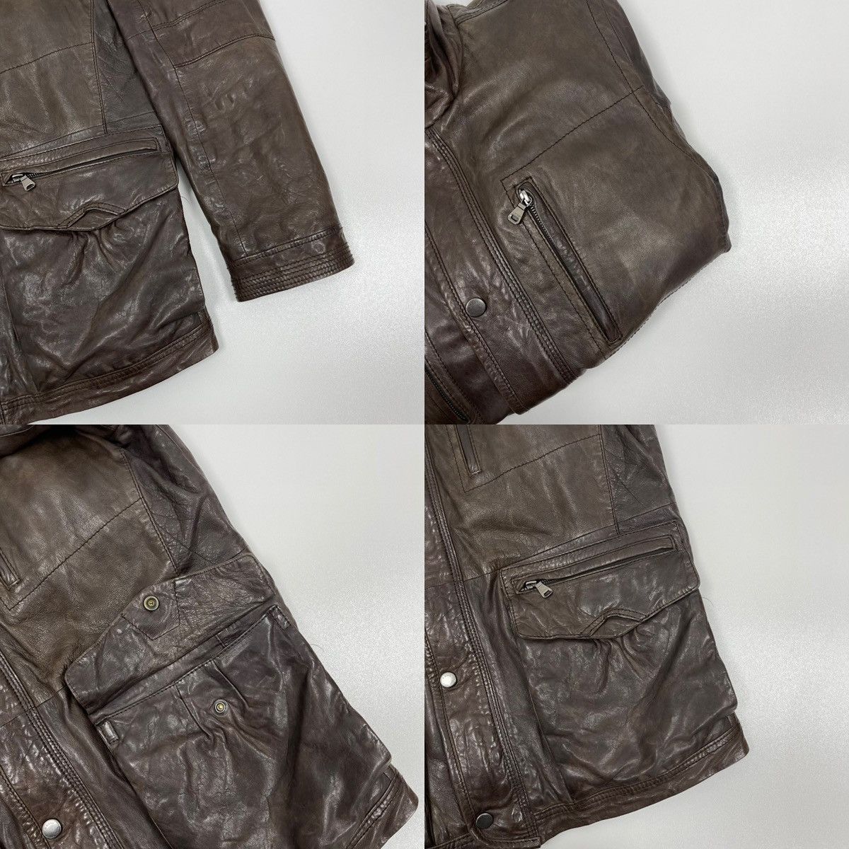 Hugo Boss Hugo Boss Noakh Lamb Leather Pocket Jacket Brown Size US M / EU 48-50 / 2 - 4 Thumbnail
